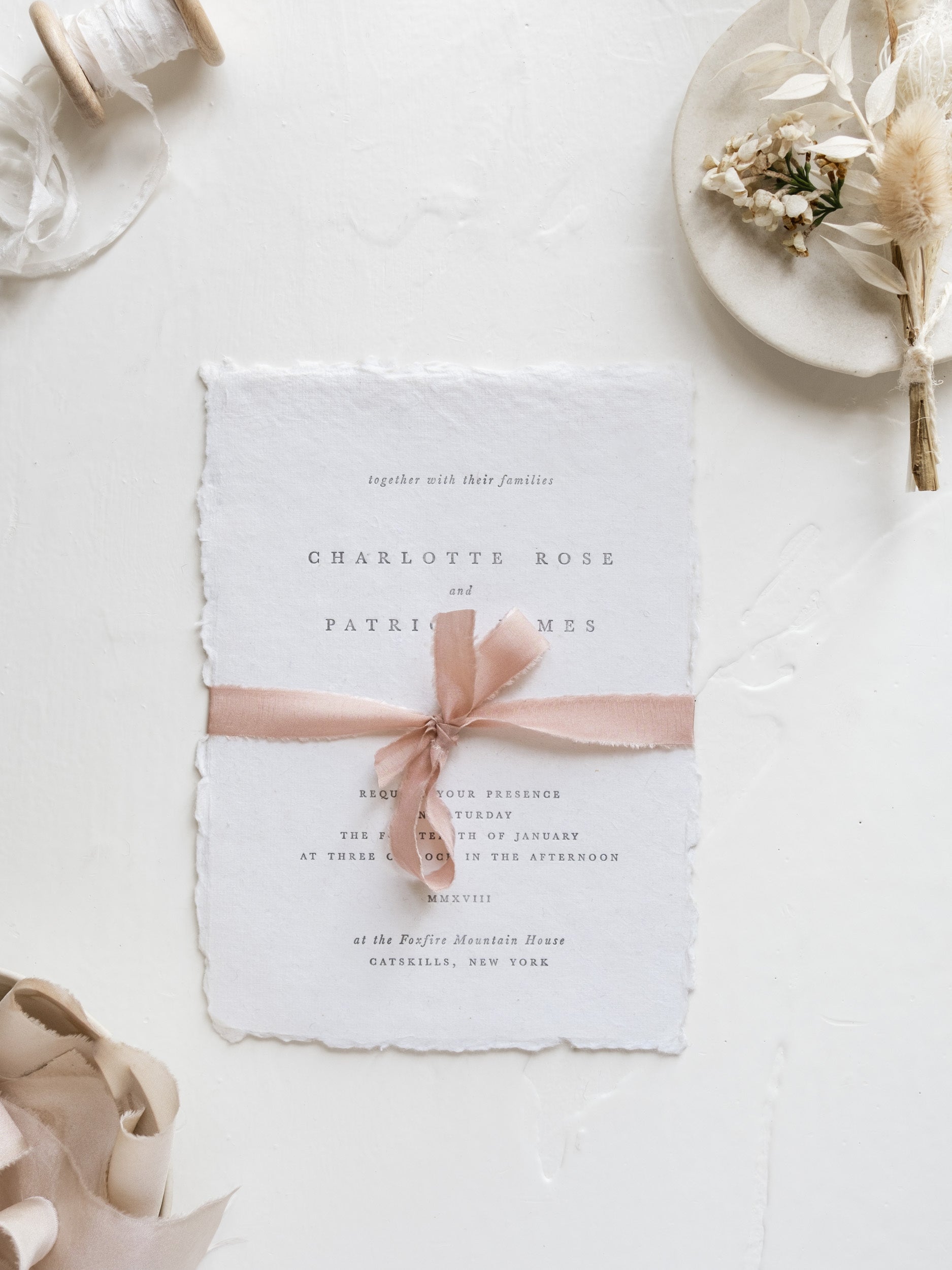 Botanical Silk Ribbon  Shine Wedding Invitations